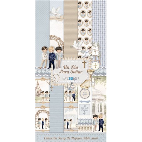 Colección "Un día para soñar niños" 24 Papeles 180gr 15x30cm