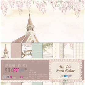 Kit 8 Papel Scrap Tela "Un día para soñar niñas" 125gr. 30x30cm