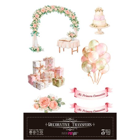 Decorative transfers "Mi Fiesta de Comunión Niña" 20x30cm