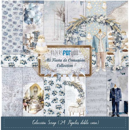 Colección "Mi Fiesta de Comunión Niño" 24 Papeles 180gr 20x20cm
