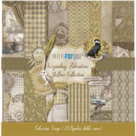 kit 28 Pap Scrap doble cara 180gr 8″x 8″ (Wizarding Adventure Yellow) 