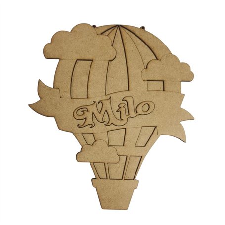 Globo aerostático + Nombre personalizado en MDF 3 mm
