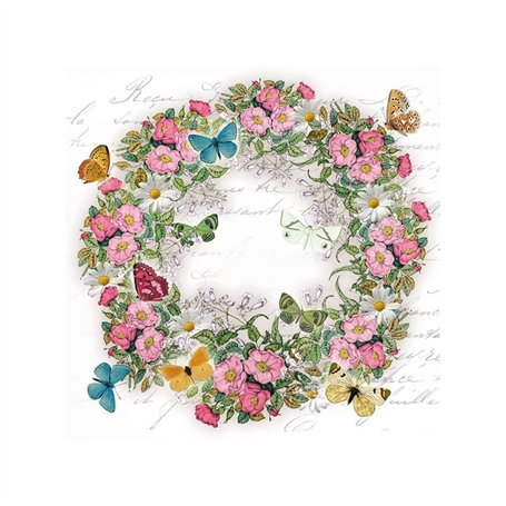 Servilleta impresa wreath of flowers 33x33cm