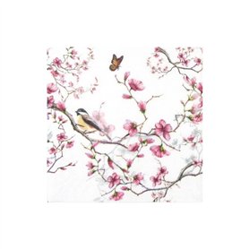 Servilleta impresa Bird&Blossom white 33x33cm