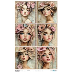 Papel Arroz 54×33 cm 25-30 gr. "Faces VIII"