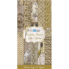 Colección 10 Papeles Scrap Una cara 180gr 6″x12″ (Wizarding Adventure Yellow)