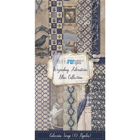 Colección 10 Papeles Scrap Una cara 180gr 6″x12″ (Wizarding Adventure Blue)