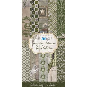 Colección 10 Papeles Scrap Una cara 180gr 6″x12″ (Wizarding Adventure Green)