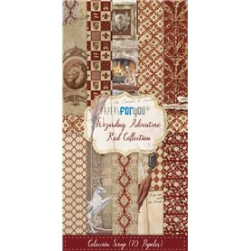 Colección 10 Papeles Scrap Una cara 180gr 6″x12″ (Wizarding Adventure Red)