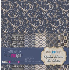 Kit Papel Scrap Vellum 6 Papeles 90gr (Wizarding Adventure Blue)