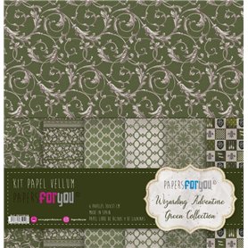 Kit Papel Scrap Vellum 6 Papeles 90gr (Wizarding Adventure Green)