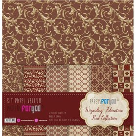 Kit Papel Scrap Vellum 6 Papeles 90gr (Wizarding Adventure Red)