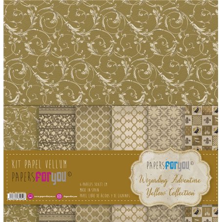 Kit Papel Scrap Vellum 6 Papeles 90gr (Wizarding Adventure Yellow)