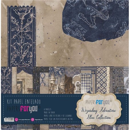 Kit 8 Papel Scrap Tela 125gr 12″x12″ (Wizarding Adventure Blue)