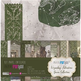 Kit 8 Papel Scrap Tela 125gr 12″x12″ (Wizarding Adventure Green)