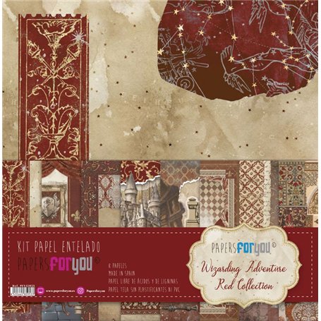 Kit 8 Papel Scrap Tela 125gr 12″x12″ (Wizarding Adventure Red)