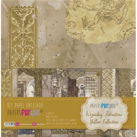 Kit 8 Papel Scrap Tela 125gr 12″x12″ (Wizarding Adventure Yellow)