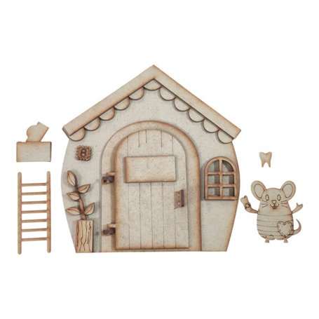 Casita Ratón Pérez DM de 3mm.  20x19 cm.