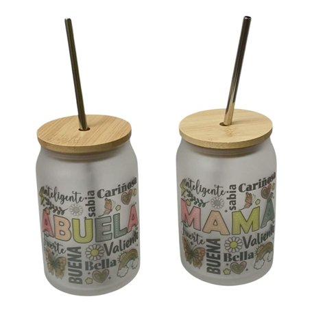 VASO CON TAPA DE BAMBÚ ESPECIAL DIA DE LA MADRE