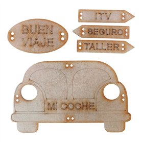 Conjunto de Botones "Mi Coche"  en MDF 3mm.
