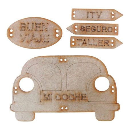 Conjunto de Botones "Mi Coche"  en MDF 3mm.