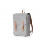 Mochila fieltro gris y polipiel 28,5x37,5x12cm