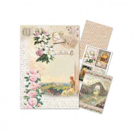 Rice Paper A4 MIXED 4/Pkg Courtly Love