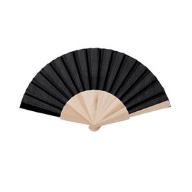 Abanico madera y poliéster NEGRO42,5x23 cm