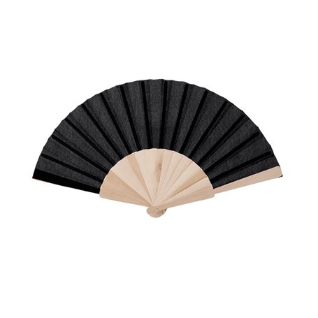 Abanico madera y poliéster NEGRO42,5x23 cm