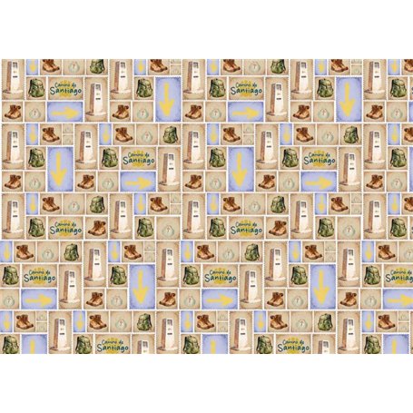 Tela Encuadernar Decorada 70x50cm  (Buen Camino II)