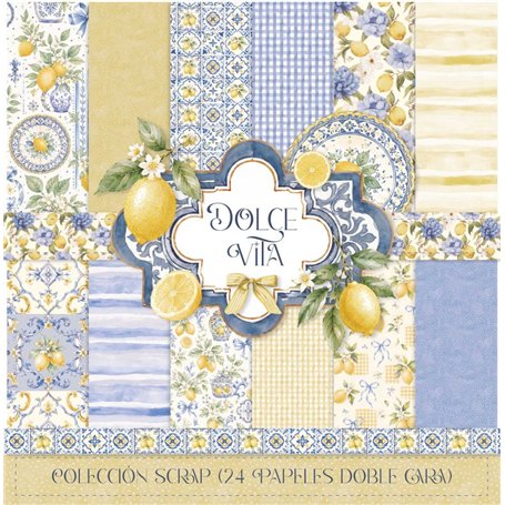 Colección 24 Papeles Scrap Mini doble cara "Dolce Vita" 180gr 6″x 6″ 