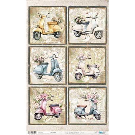 Papel Arroz 54x33 cm 25-30 gr. (Vespas & Flowers)