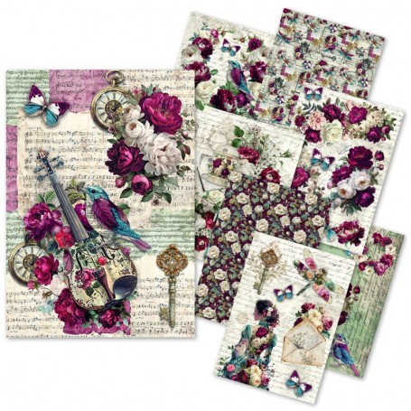Rice Paper Set A5 MIXED 8/Pkg Bohemian burgundy