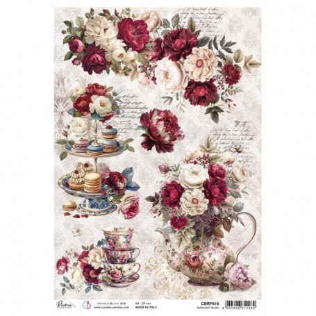 Rice Paper A4 Burgundy blush