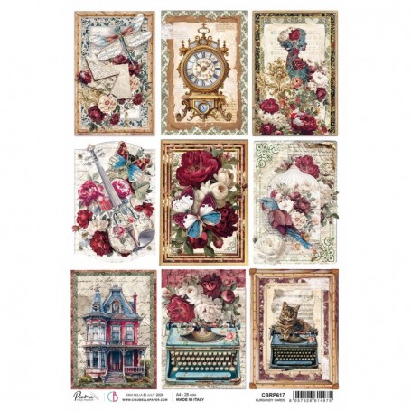 Rice Paper A4 Burgundy cards