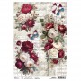 Rice Paper A4 Burgundy blooms