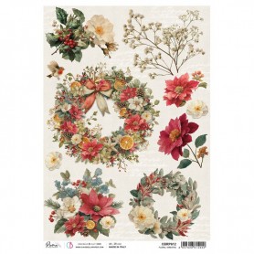 Rice Paper A4 Floral wreaths