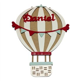 Cartel Personalizado Globo Areostatico con Nombre en DM y Metacrilato