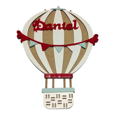Cartel Personalizado Globo Areostatico con Nombre en DM y Metacrilato