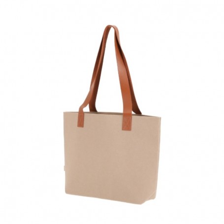 Bolsa fieltro nature asas polipiel 42x30x10cm