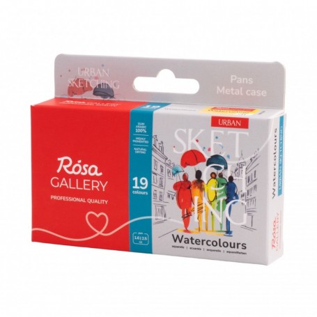 Caja metal 19 godets acuarela URBAN SKETCHING MIX