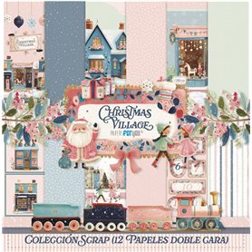 Colección 12 Papeles Scrap doble cara 180gr 12''x12'' (Christmas Village)