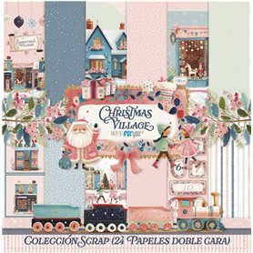 Colección 24 Papeles Scrap Mini doble cara "Christmas Village" 180gr 6″x 6″