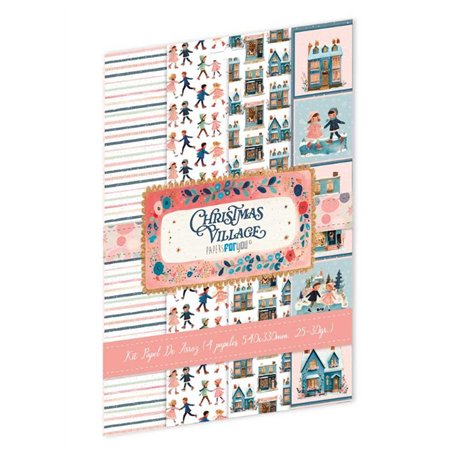 Kit 4 Papeles Arroz 54×33 cm (Christmas Village II)