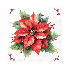 Servilleta FESTIVE POINSETTIA WHITE