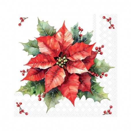 Servilleta FESTIVE POINSETTIA WHITE