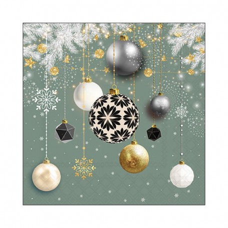 Servilleta CHRISTMAS BAUBLES SAGE