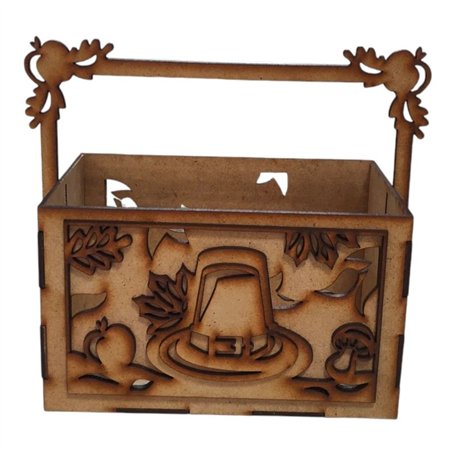 Cesta Decorativa de Halloween con Asa y Sombrero de Bruja en Madera DM